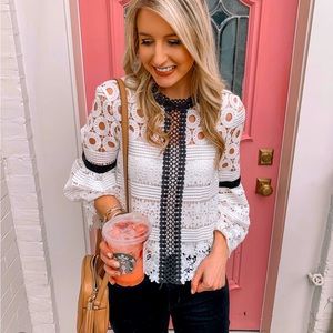 ChicWish Black and White Blouse